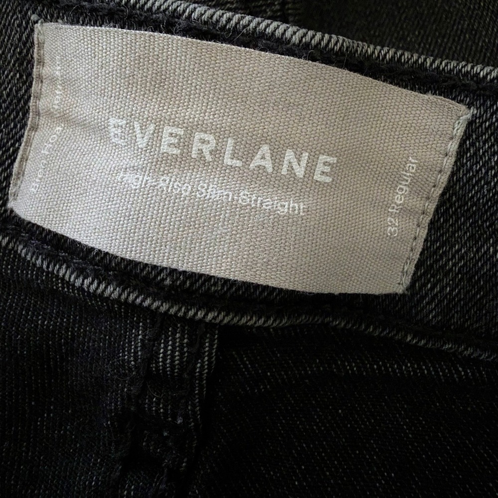 Everlane Slim Straight Jeans Women 32 Black High Rise Denim Pants